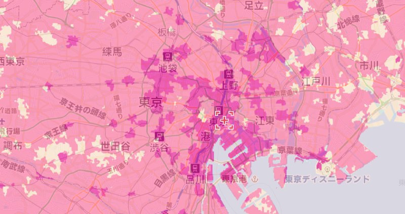 东京的5G覆盖图