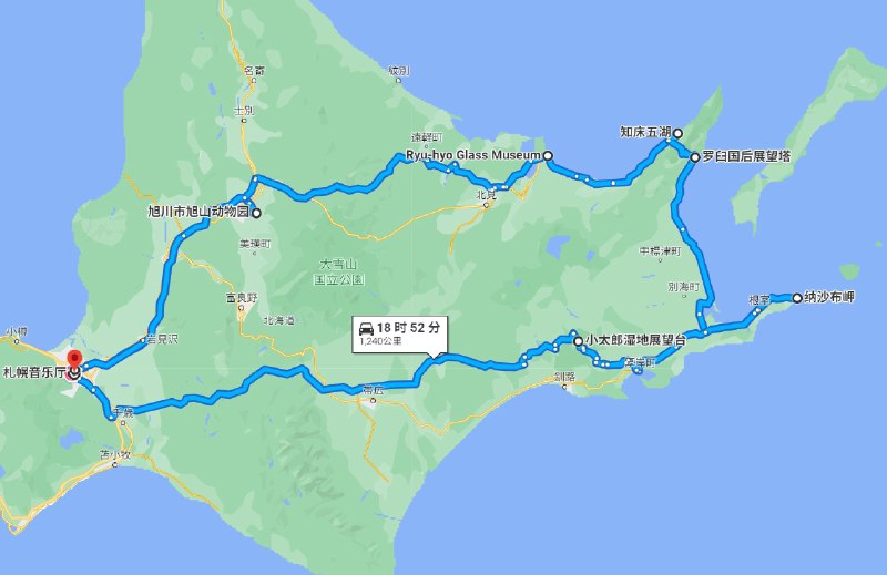 北海道四回目达成🎉本次从札幌出发，途经旭川、网走、知床、根室、钏路，自驾1240公里的道东大环线顺利完成🎉遇到了暴风雨，也赶上了海啸预警时在海边驾驶；和清晨睡在大马路上的浣熊擦肩而过，也和雨雾中直立行走的黑熊齐头并进...大自然真的很奇妙！千言万语汇成一句，北海道是一个值得N刷的地方🥳哦对了，我离着日本四极踏破还剩50%的进度👀